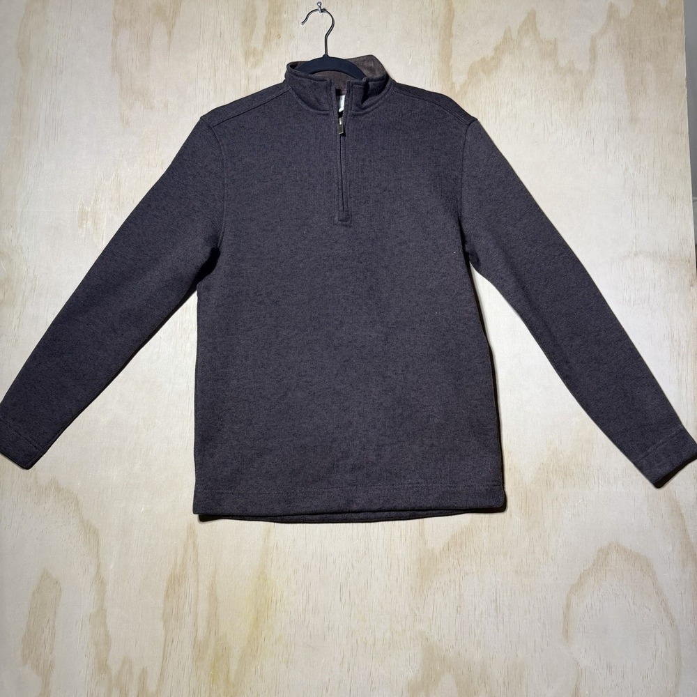 Aspen Men's  Quarter Zip Pullover Sweater Brown Fleece Mock Neck‎ Small